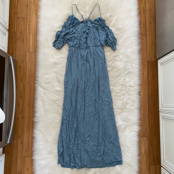 Lovers + Friends Revolve Light Blue V Neck Cold Shoulder Effortless Maxi Dress - Picture 8 of 13